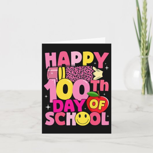 Leraren Kinder Happy 100ste Dag van de School Pink Kaart (Voorkant)