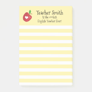 Leraren koelste ooit rode appel met gele voering post-it® notes