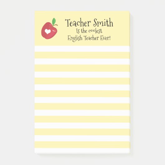 Leraren koelste ooit rode appel met gele voering post-it® notes (Voorkant)