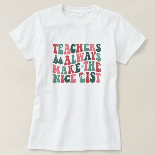 Leraren leuke kerstlijst t-shirt (Design voorkant)