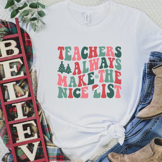Leraren leuke kerstlijst t-shirt