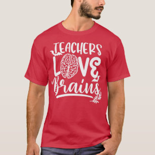 Leraren Love Brains Funny Teacher Halloween Schoo T-shirt