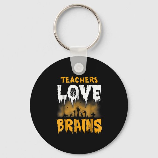 Leraren Love Brains Halloween Sleutelhanger (Voorkant)