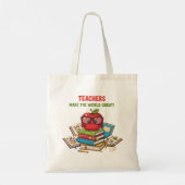 "Leraren maken de wereld groot" Cute Apple Tote Bag (Achterkant)