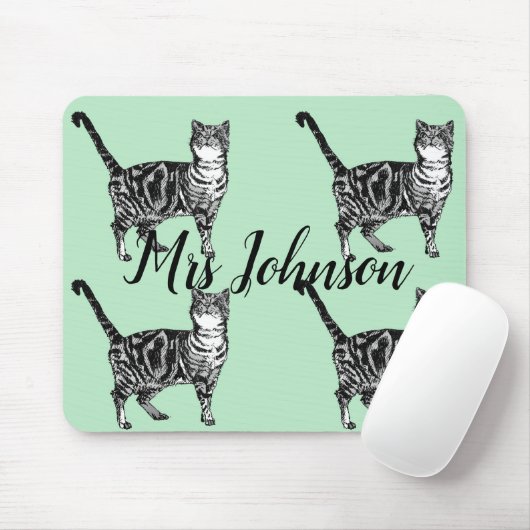 Leraren Naam Tabby Cat Computer Mouse Mat Pad Muismat (Met muis)