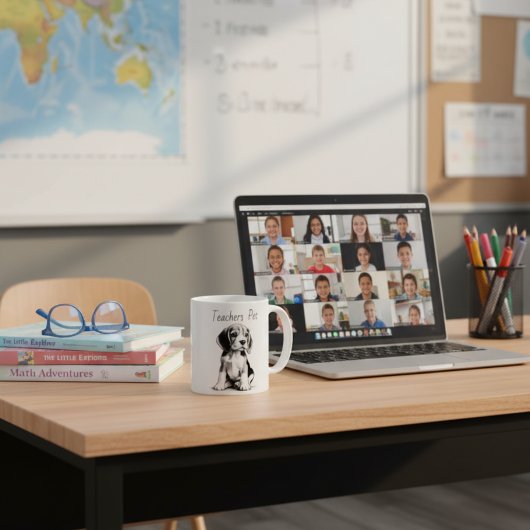 Leraren Pet=Tekening van Beagle Koffiemok