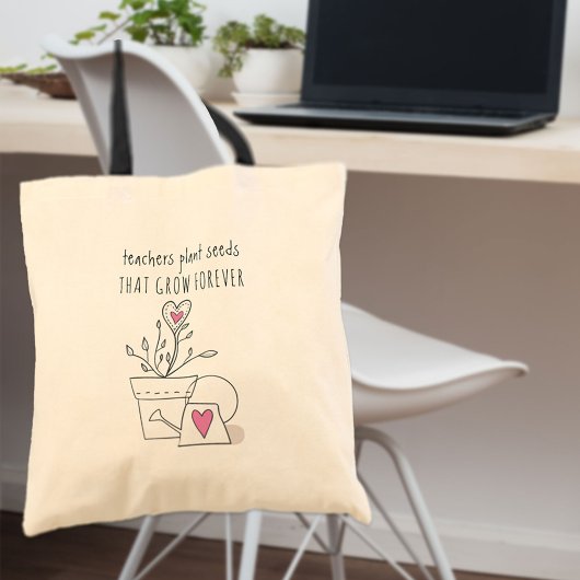 Leraren Plant Seeds Cute Personalised Teacher Tote Bag