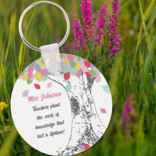 Leraren planten de kennis regenboogboom sleutelhanger