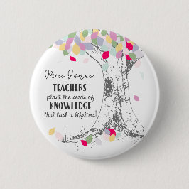 Leraren planten de zaadboom van kennis regenboog ronde button 5,7 cm