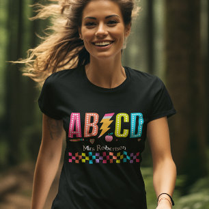 Leraren retro abc terug naar school t-shirt