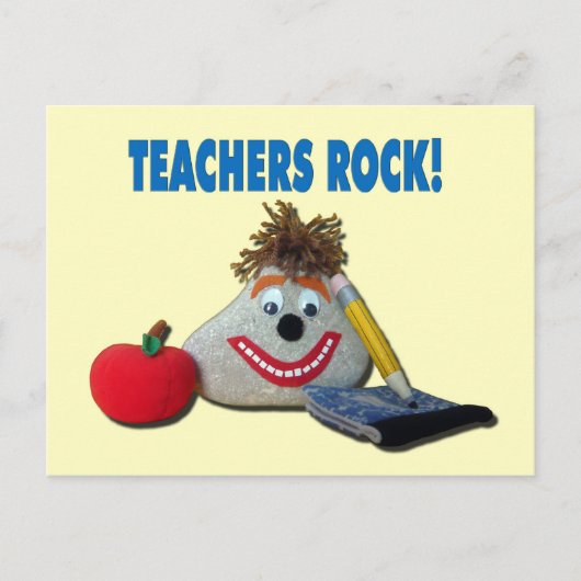 Leraren Rock! Gele briefkaart (Voorkant)