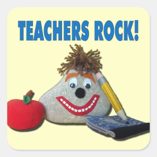 Leraren Rocken! Gele sticker (Voorkant)