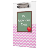 Leraren Roze Chevron Chalkboard Klembord (Links)