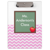 Leraren Roze Chevron Chalkboard Klembord (Voorkant)