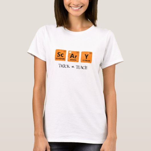 Leraren Trick of Teach Periodic Table Halloween T-shirt (Voorkant)