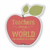 Leraren veranderen de wereld rode appel citaat sticker (Voorkant)