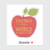Leraren veranderen de wereld rode appel citaat sticker (Vel)