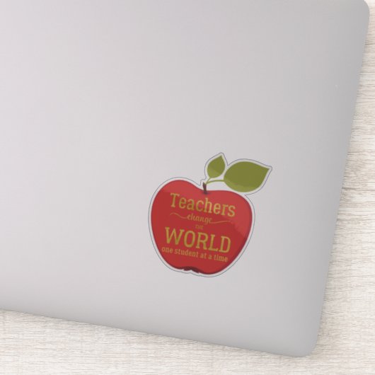 Leraren veranderen de wereld rode appel citaat sticker (Detail)