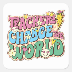 Leraren veranderen de wereld vierkante sticker