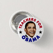 Leraren Voor Obama Knop Ronde Button 3,2 Cm (Voorkant /achterkant)