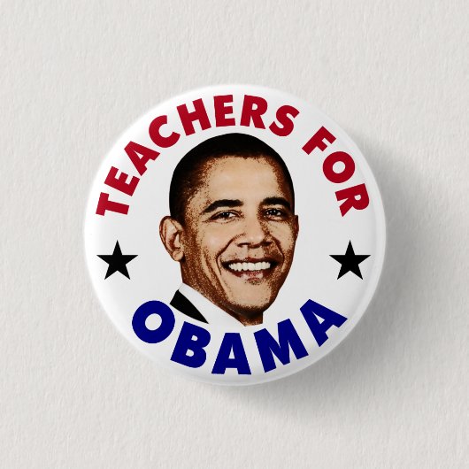 Leraren Voor Obama Knop Ronde Button 3,2 Cm (Voorkant)