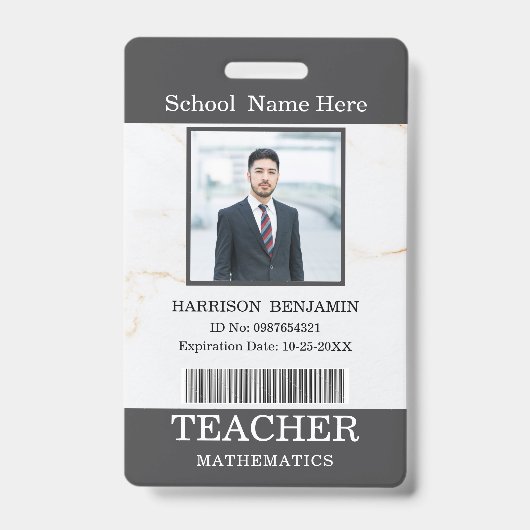 Lerarena ID-kaart Naam School Sjabloon Foto Badge  (Voorzijde)