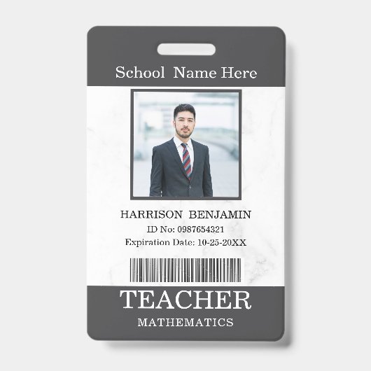 Lerarena ID-kaart Naam School Sjabloon Foto Badge  (Voorzijde)