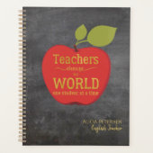 Lerarenaam Goud Schrift Rode Appel Schoolbord Planner (Voorkant)