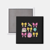 Lerarenapp Geschenk Roze Strik Lint Potlood Vrouwe Magneet (Voorkant / Achterkant)