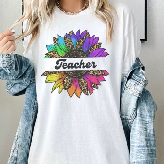 Lerarenberoep Rainbow Zonnebloem T-shirt