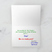 Lerarencertificaat (Personaliseer) Feestdagen Kaart (Binnen)