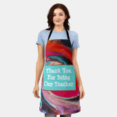 Lerarendag Vivid Wervelende Tie Dye Schort (Gedragen)