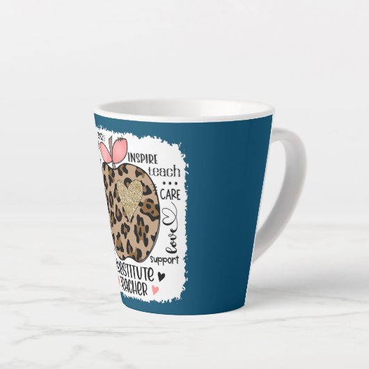 lerarenleven Leopard Apple leraar substituut Latte Mok (Rechterhoek)