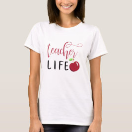 lerarenleven rode appel typografie leraren t-shirt