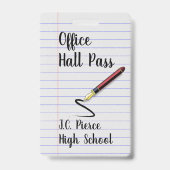 Lerarenoorlogspapier School Hall Pass Badge (Achterkant)