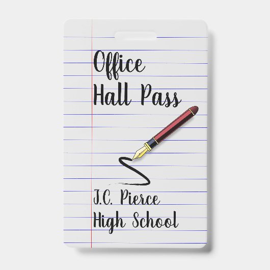 Lerarenoorlogspapier School Hall Pass Badge (Voorzijde)