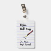 Lerarenoorlogspapier School Hall Pass Badge (Achterkant met clip)