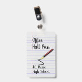 Lerarenoorlogspapier School Hall Pass Badge (Voorzijde met clip)
