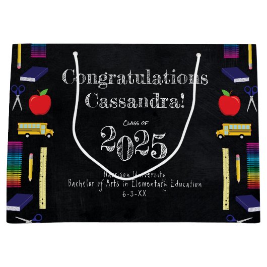 Lerarenopleiding Chalkboard Afstuderen Groot Cadeauzakje (Voorkant)