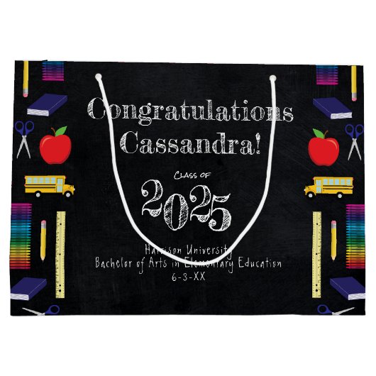 Lerarenopleiding Chalkboard Afstuderen Groot Cadeauzakje (Achterkant)