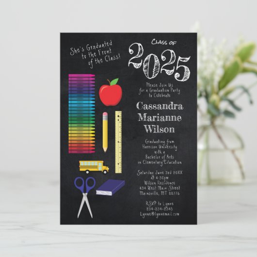 Lerarenopleiding Chalkboard Afstuderen Kaart (Staand voorkant)