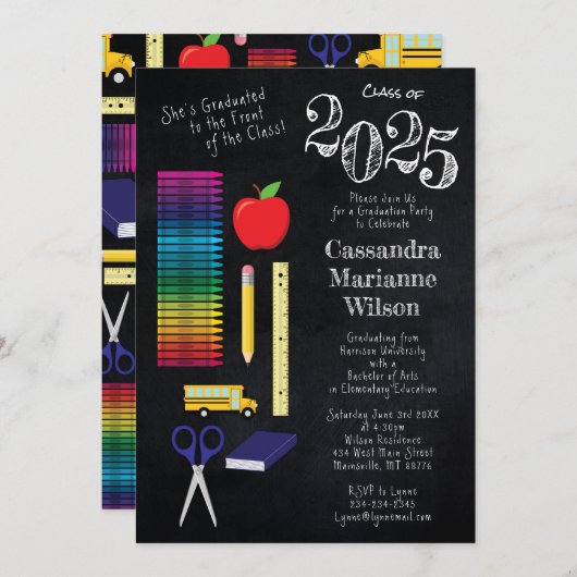 Lerarenopleiding Chalkboard Afstuderen Kaart (Voorkant / Achterkant)