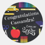 Lerarenopleiding Chalkboard Afstuderen Ronde Sticker (Voorkant)