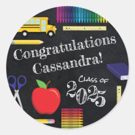 Lerarenopleiding Chalkboard Afstuderen Ronde Sticker