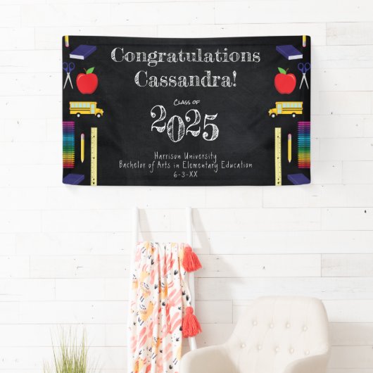 Lerarenopleiding Chalkboard Afstuderen Spandoek (Insitu)