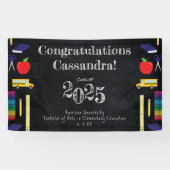 Lerarenopleiding Chalkboard Afstuderen Spandoek (Horizontaal)