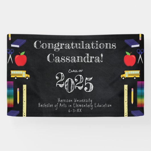 Lerarenopleiding Chalkboard Afstuderen Spandoek (Horizontaal)