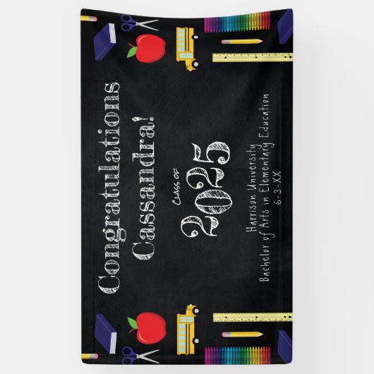 Lerarenopleiding Chalkboard Afstuderen Spandoek (Verticaal)