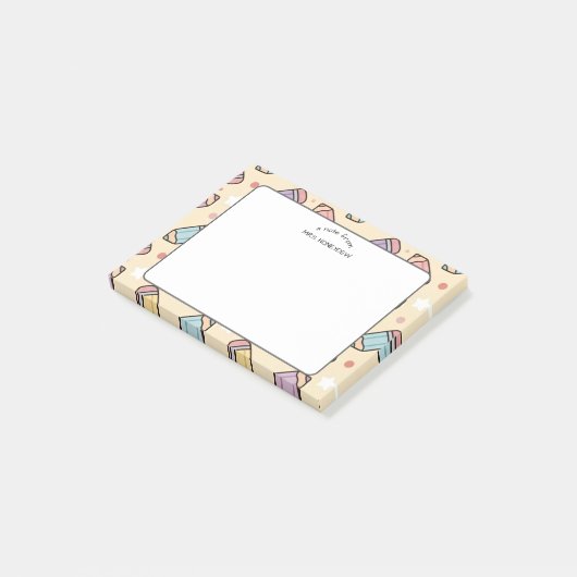 Lerarenschetspatroon met potloden post-it® notes (Schuin)