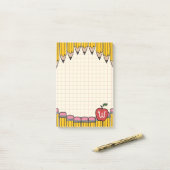 Lerarenset Initialen Handgetekende School Doodles Post-it® Notes (Op bureau)